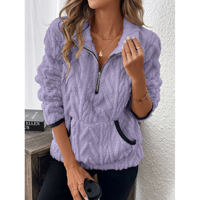 Dames Warme Comfortabele Kabel Teddy Half-Zip Trui | Sanette