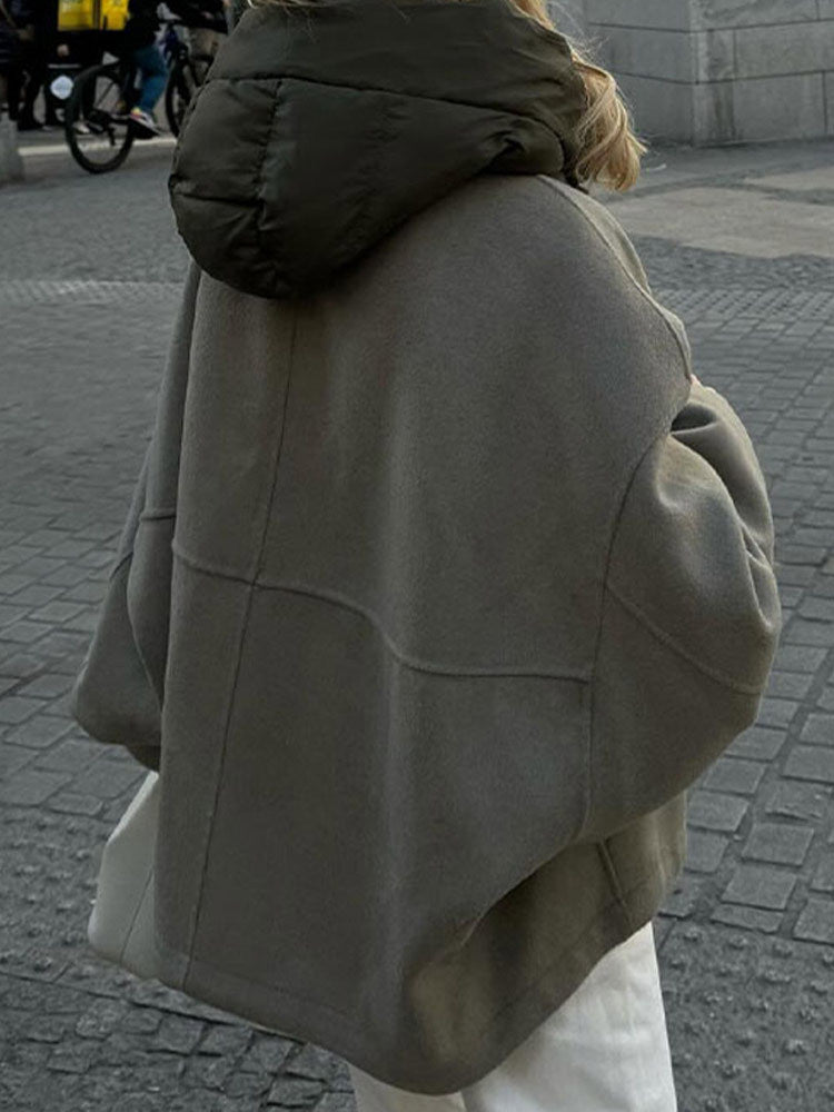 Dames Stoere Elegante Streetstyle Korte Oversized Jas met Capuchon | Baroucha