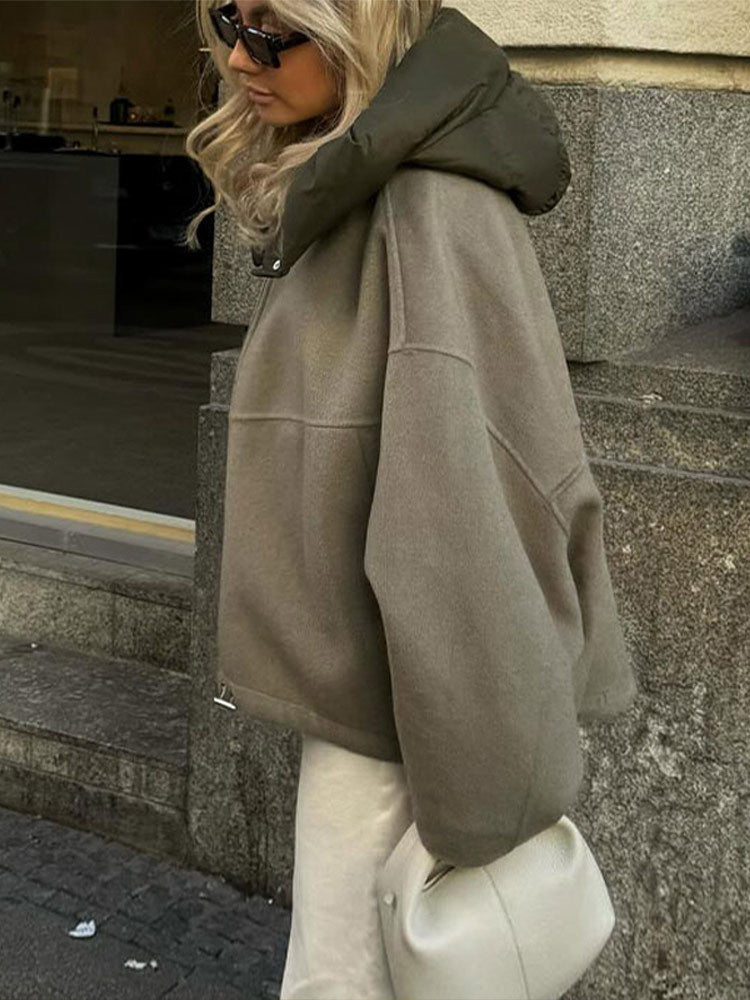 Dames Stoere Elegante Streetstyle Korte Oversized Jas met Capuchon | Baroucha