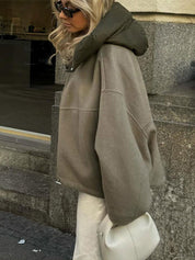 Dames Stoere Elegante Streetstyle Korte Oversized Jas met Capuchon | Baroucha