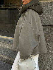 Dames Stoere Elegante Streetstyle Korte Oversized Jas met Capuchon | Baroucha