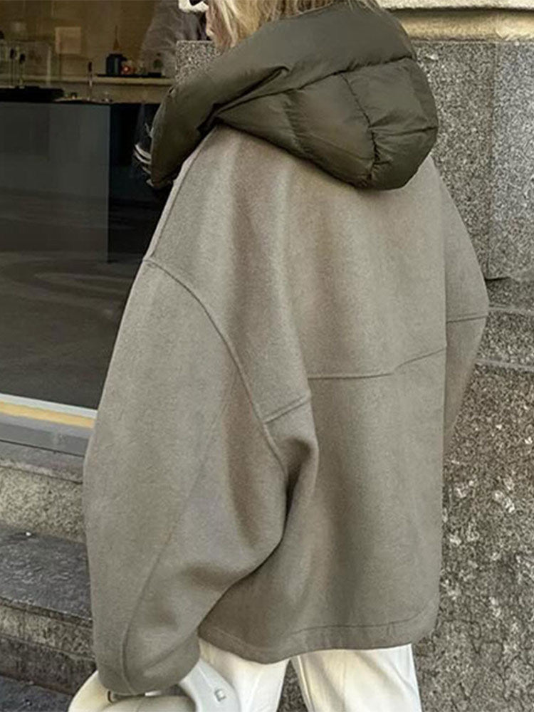 Dames Stoere Elegante Streetstyle Korte Oversized Jas met Capuchon | Baroucha