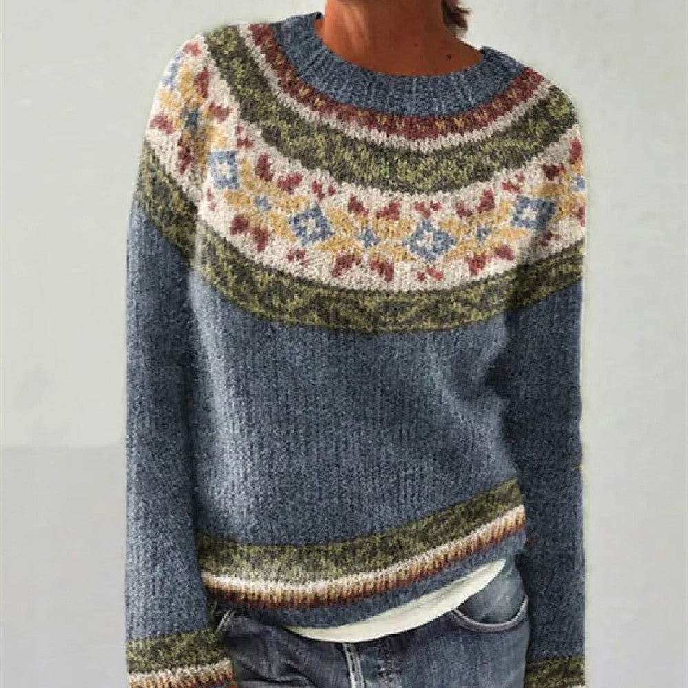 Dames Trui met Bloemen en Nordic Motief | Rochana