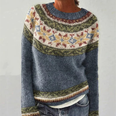 Dames Trui met Bloemen en Nordic Motief | Rochana