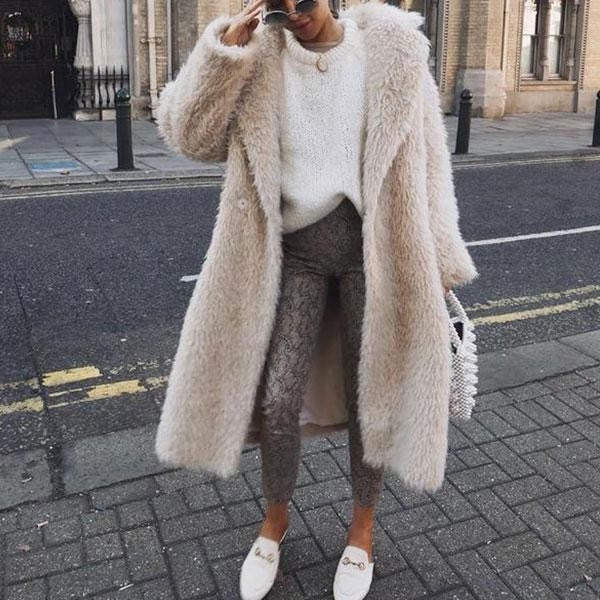 Dames Trendy Stijlvolle Lange Faux Fur Jas | Benoah