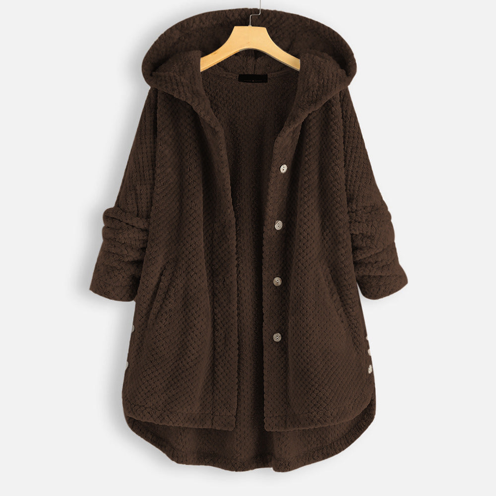 Zachte fleece badjas met capuchon | Fenna