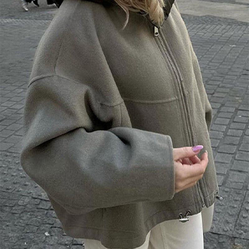 Dames Stoere Elegante Streetstyle Korte Oversized Jas met Capuchon | Baroucha
