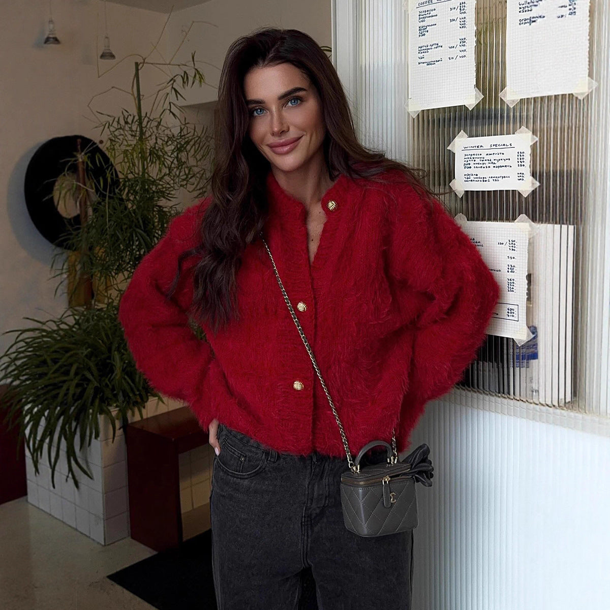 Dames Elegante Zacht Teddy Harig Vest met Knopen | Rinske