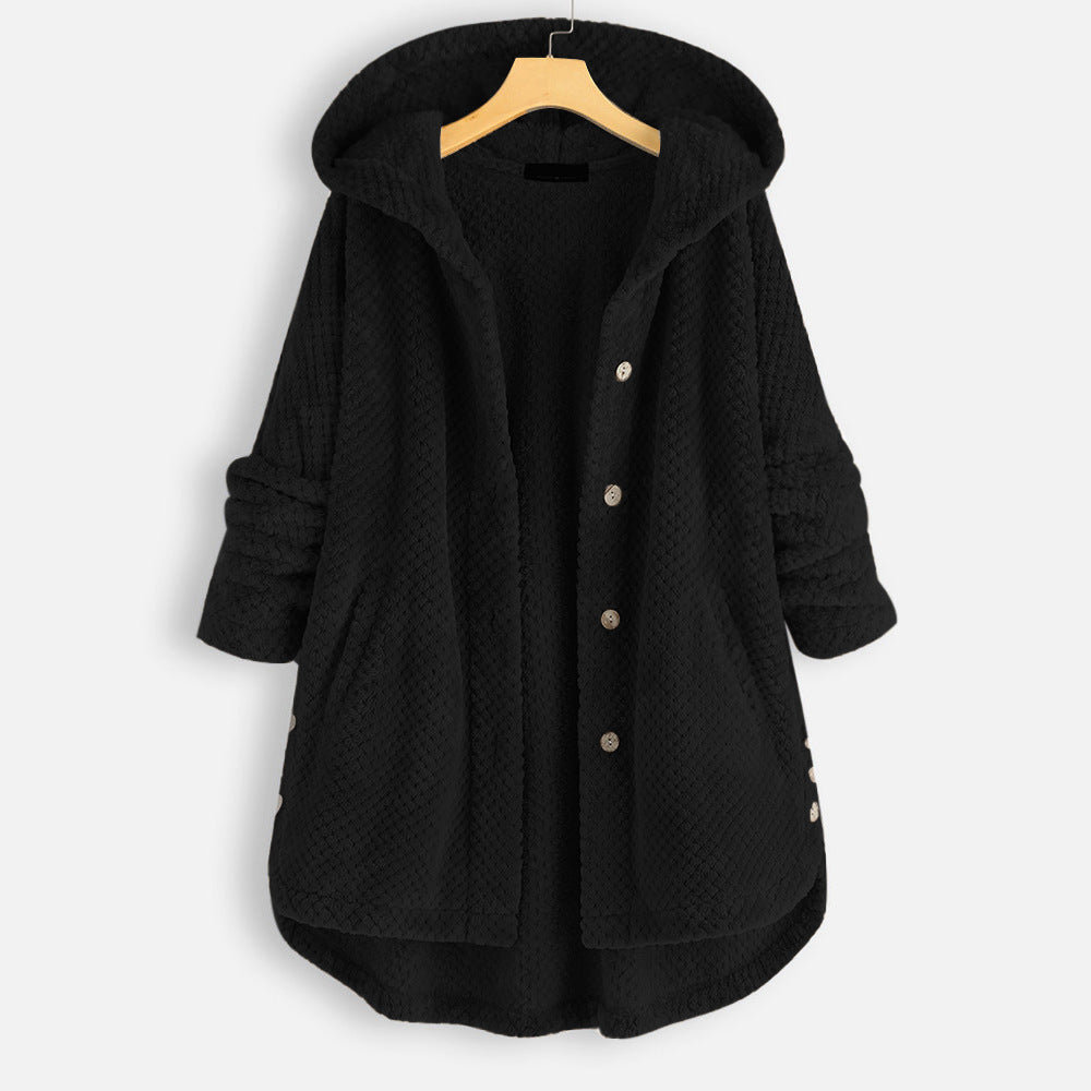 Zachte fleece badjas met capuchon | Fenna