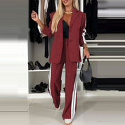Dames Trendy Tweedelige Blazer Set met Gestreepte Broek | Daria