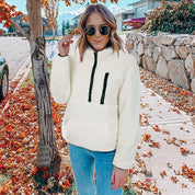 Dames Warme Teddy Fleece Trui met Hoge Kraag en Rits | Sael