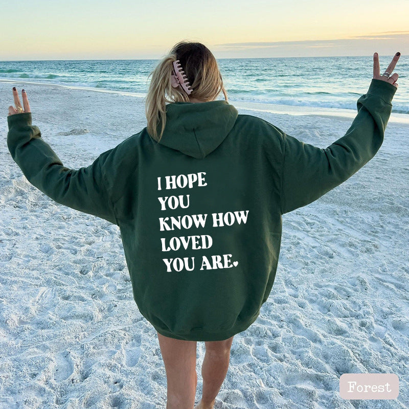 Dames Trendy Hoodie met Self Love Text Print | Soldana