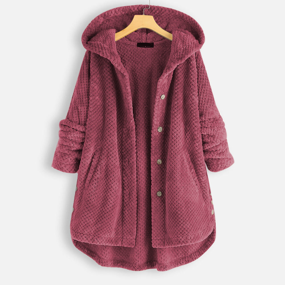 Zachte fleece badjas met capuchon | Fenna