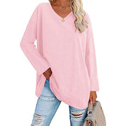 Dames Casual Oversized T-shirt met V-hals en Lange Mouwen | Toba
