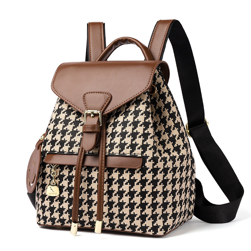 Dames Trendy Veelzijdige Rugzak met Houndstooth Patroon | Lupa