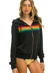 Dames Trendy Veelzijdige Hoodie Vest met Regenboogstrepen en Capuchon | Saba