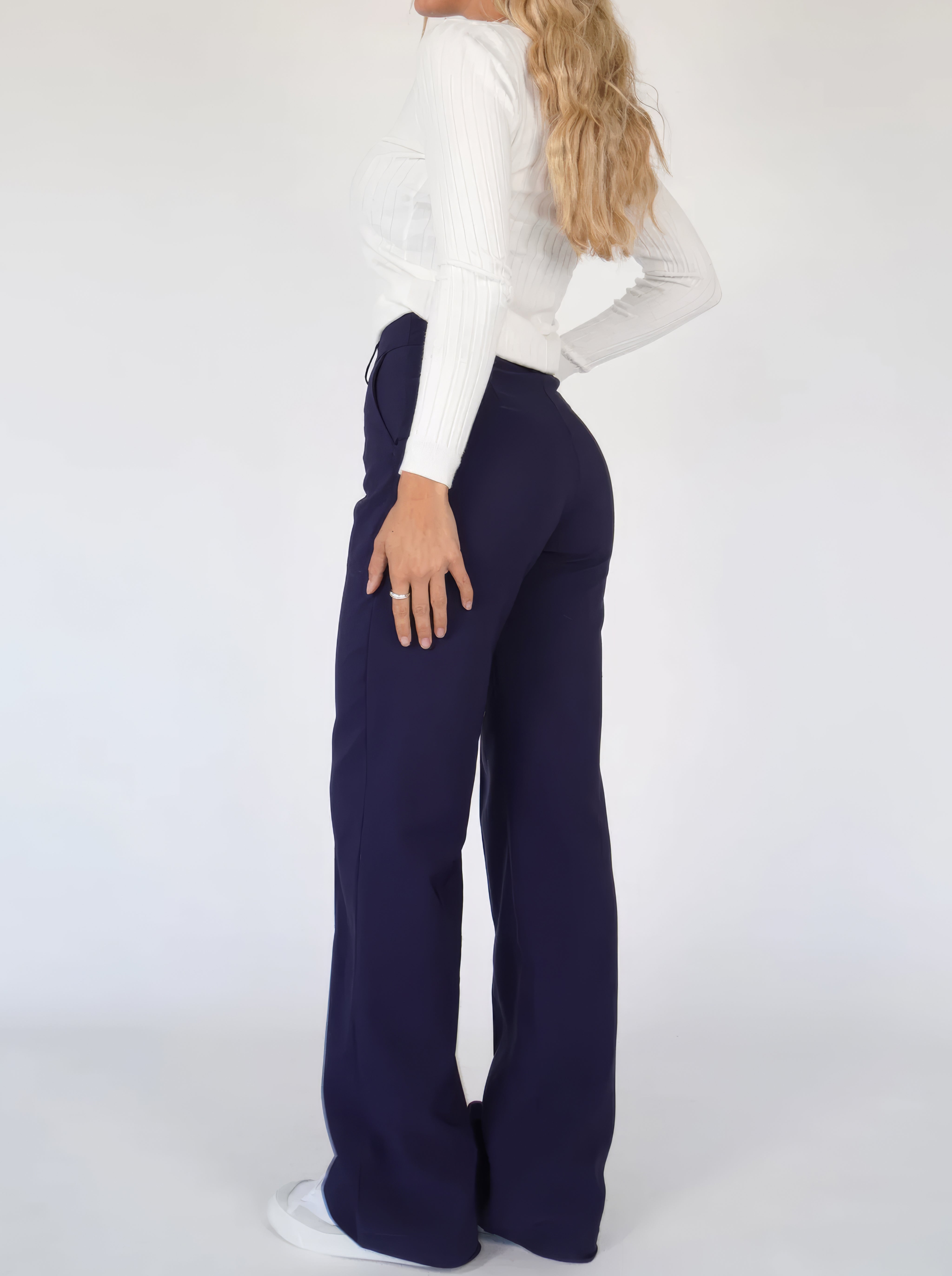 Dames Trendy Basic High-Waist Pantalon Met Rechte Pijpen | Alora