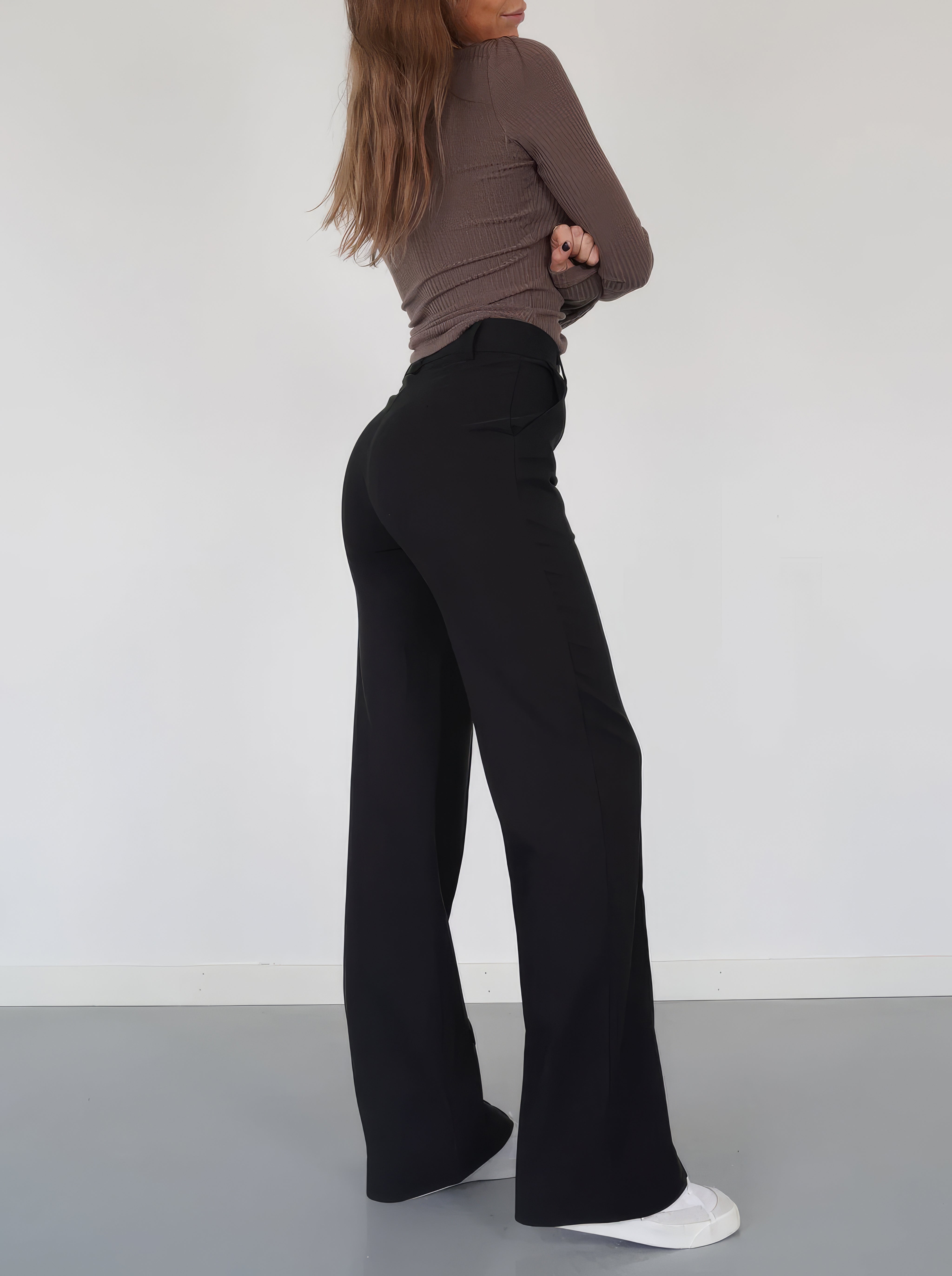 Dames Trendy Basic High-Waist Pantalon Met Rechte Pijpen | Alora