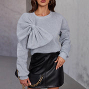 Dames Luxe Elegante EyeCatcher Crewneck Sweater met Strik Detail | Salira