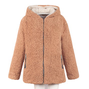 Dames Elegante Trendy Plush Beige Teddy Jas met Capuchon | Shania