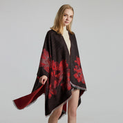 Dames Elegante Cape Sjaal met Bloemen Print | Levi