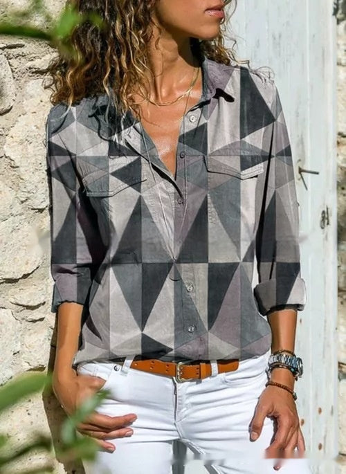 Dames Veelzijdige Blouse met Geometrische Print | Helen