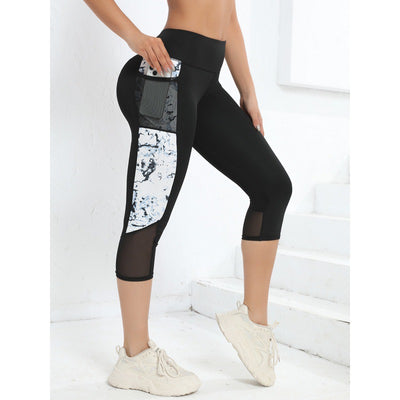 Dames Trendy Comfortabele Hoge Taille Sport Legging met Print Accent en Mesh Zak | Amari