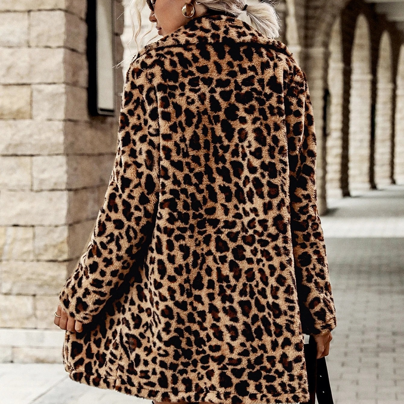Dames Trendy Stijlvolle Leopard Print Faux Fur Jas | Belza