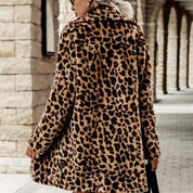Dames Trendy Stijlvolle Leopard Print Faux Fur Jas | Belza