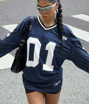 Dames Oversized Football T-shirt met Nummerprint | Sporty Streetstyle Statement | Glaudia