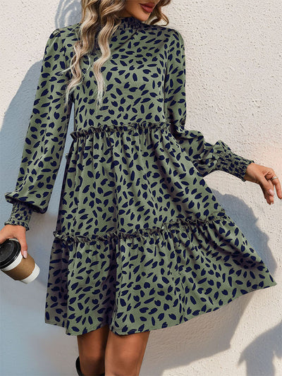 Dames Elegante Babydoll Jurk met Print en Geplooide Details | Nehemia