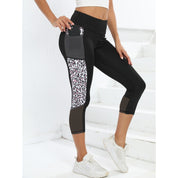 Dames Trendy Veelzijdige Hoge Taille Yoga Sport Legging met Luipaard Accent en Zakken | Amauri