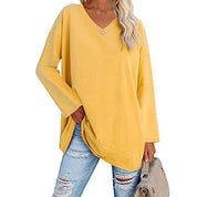 Dames Casual Oversized T-shirt met V-hals en Lange Mouwen | Toba