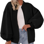 Dames Tijdloze Sportieve Oversized Bomber Jack met Rits | Boraisa