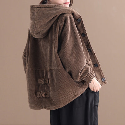 Dames Corduroy Jas met Capuchon | Blythe