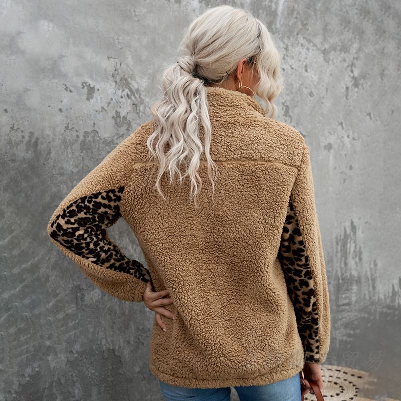 Dames Warme Veelzijdige Teddy Fleece Trui met Panter Print Detail | Stephanie