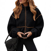 Dames Moderne Modieuze Teddy Fleece Jas met Opstaande Kraag en Rits | Benicia