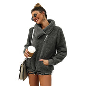 Dames Veelzijdige Elegante Warme Teddy Trui met Kraag en Rits Detail | Shelva