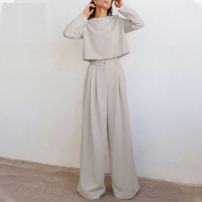 Dames Co-Ord Set met Wijde Broek en Lange Mouw Top | Devani