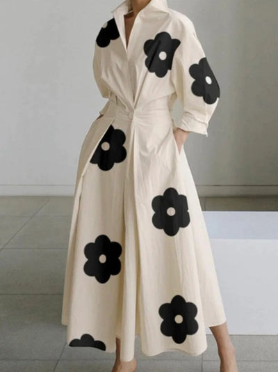 Dames Elegante Jurk met Overhemdkraag | Nadira
