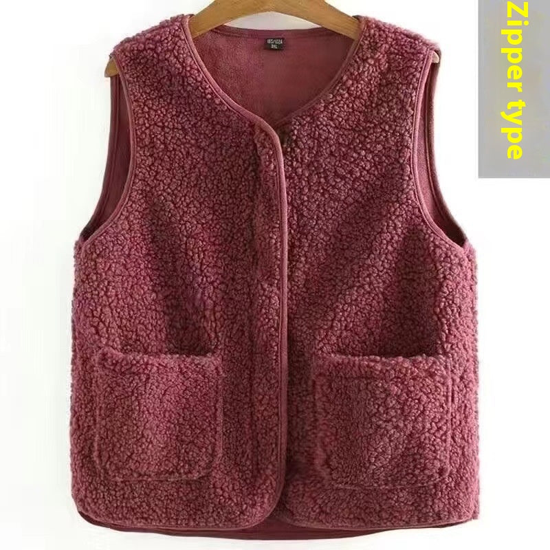 Dames Plus Size Zachte Elegante Warme Trendy Teddy Bodywarmer met Zakken | Boradine