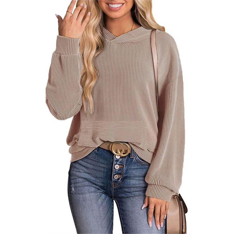 Dames Alledaagse Moderne Comfortabele Hoodie met Rib Structuur | Somania