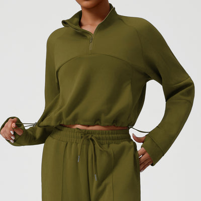 Dames Sportieve Sweater met Halve Rits en Elastiek Detail | Selva