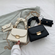 Dames Compacte Schoudertas met Ketting en Geplooide Handgreep | Ladeo
