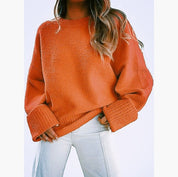 Dames Basic Oversized Veelzijdige Zachte Trui met Ronde Hals | Rumailah