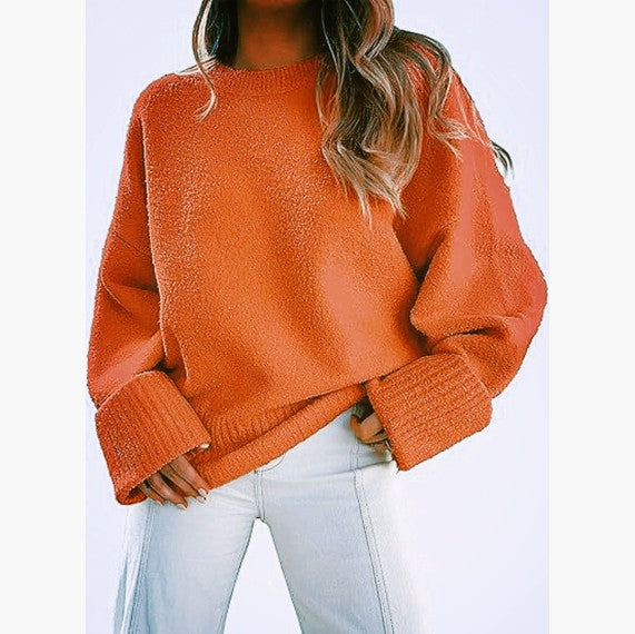 Dames Basic Oversized Veelzijdige Zachte Trui met Ronde Hals | Rumailah