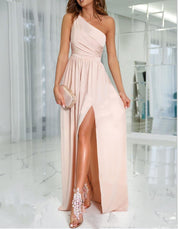 Dames Elegante Asymmetrisch One Shoulder Maxi Jurk met Hoge Taille en Split | Nade