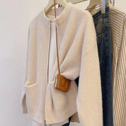 Dames Zacht Gebreid Vest met Rits en Zakken | Renske