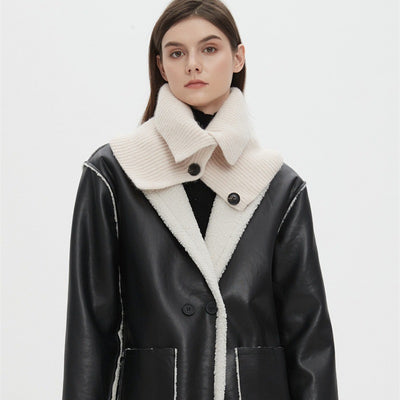 Dames Eigentijdse Warme Gebreide Col Sjaal met Knopen | Laverne