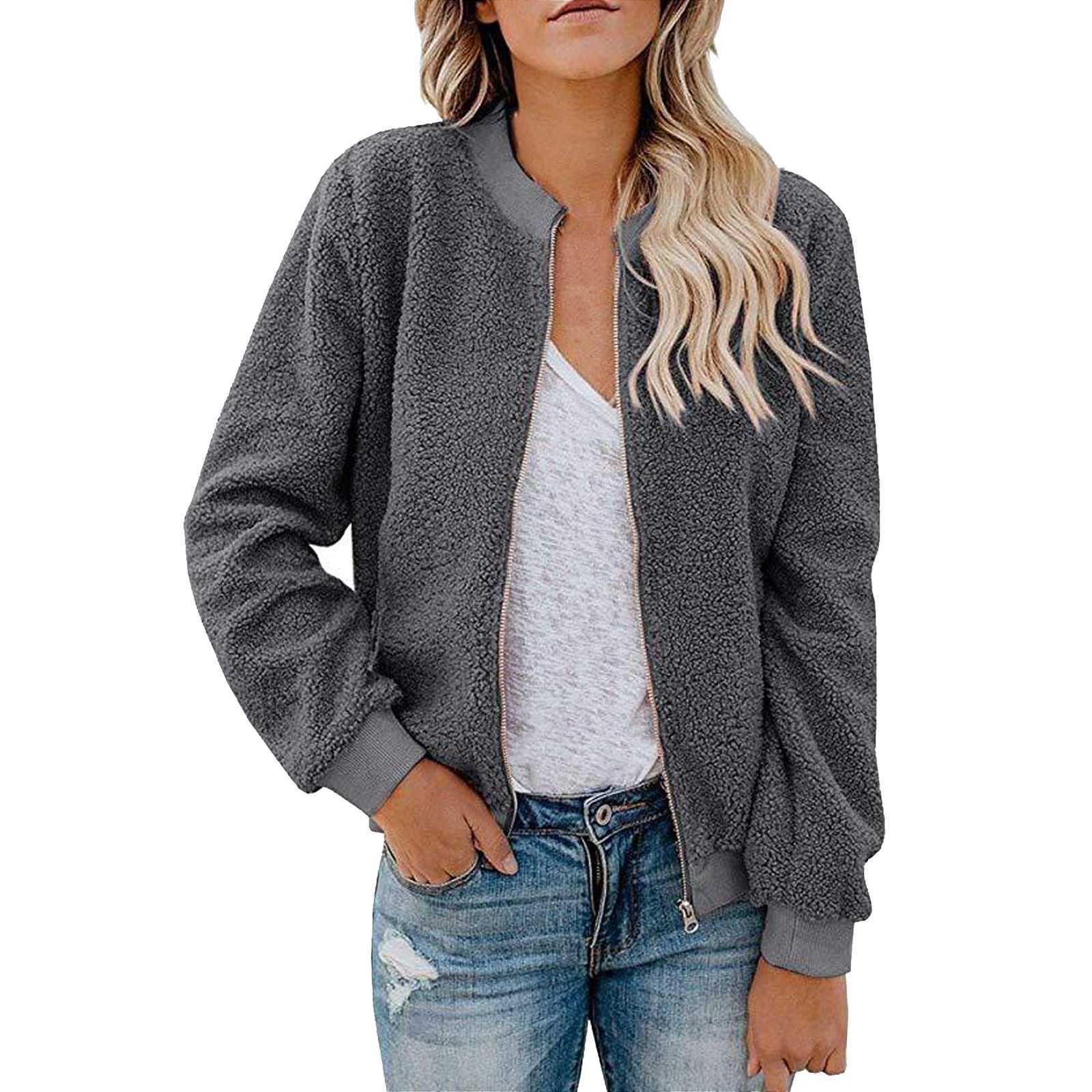 Dames Warme Zachte Teddy Bomber Jas | Baylin